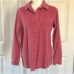 L.L. Bean Sz Small pink/raspberry corduroy shirt jacket shacket. LS. cotton top